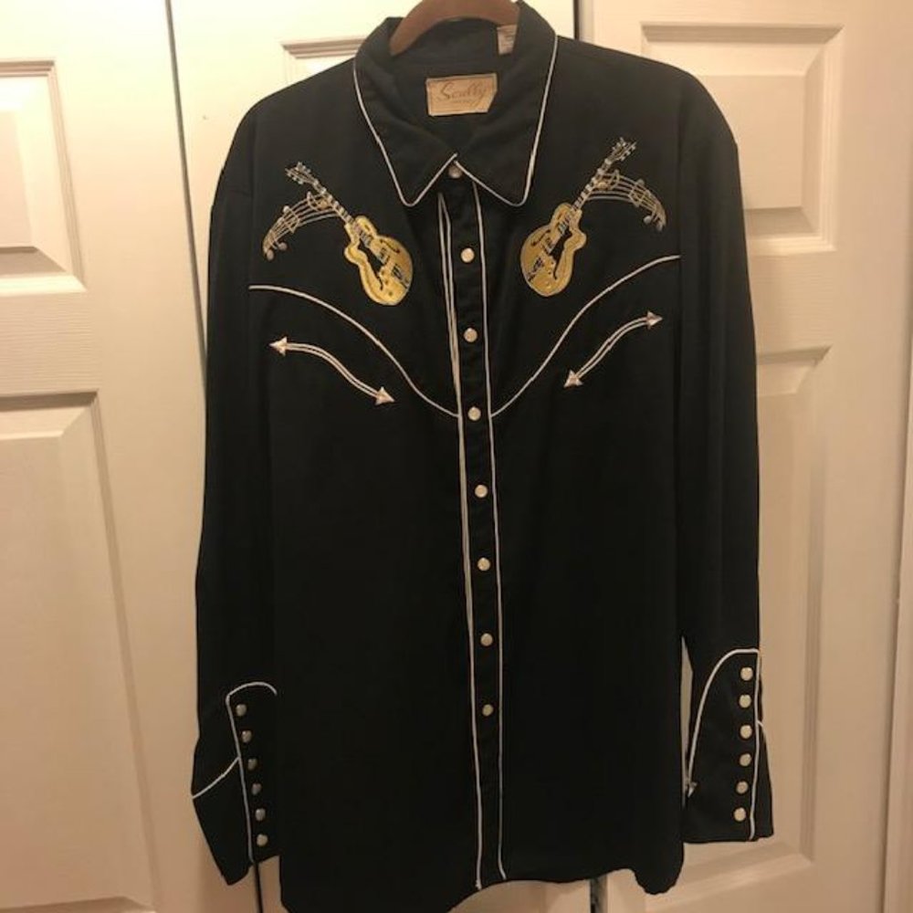 Scully Guitars and Cadillacs Vintage Western Shirt XL